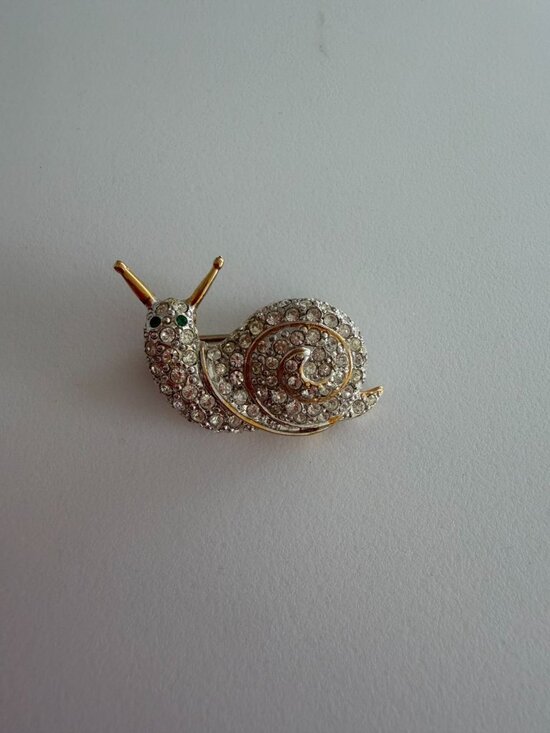 Carolee Jewelry - CAROLEE Gold Tone Rhinestone Snail Pin Brooch
